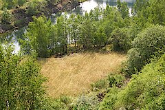 Naturschutzgebiet Malscheid: Blick von der Aussichtskanzel in den Basaltsteinbruch © Michael Gertz